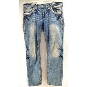 Affliction Black Premium Blake Jeans 36 (38x34)‎ Embordered Button Fly Straight